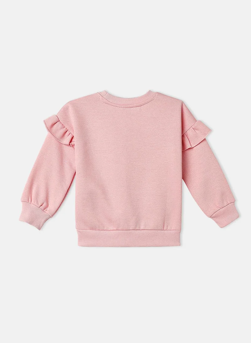 Nautinati Nautinati Girls Cat Print Full Sleeves Fleece Sweatshirt