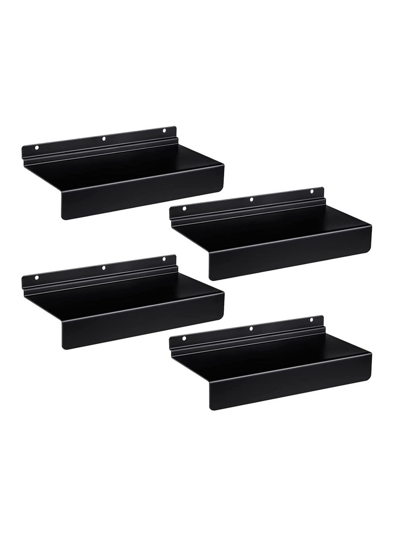 KASTWAVE Metal Slatwall Shelves, Slatwall Accessories and Fixtures, Floating Slat Wall Shelf Shelves for Shoes, Flat Display Shelves for Wall, Shoe Stores, Boutiques Supplies, 4Pcs (Black) - Image 1