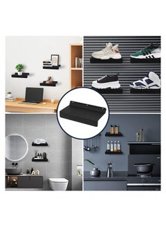 KASTWAVE Metal Slatwall Shelves, Slatwall Accessories and Fixtures, Floating Slat Wall Shelf Shelves for Shoes, Flat Display Shelves for Wall, Shoe Stores, Boutiques Supplies, 4Pcs (Black)  - Image 5