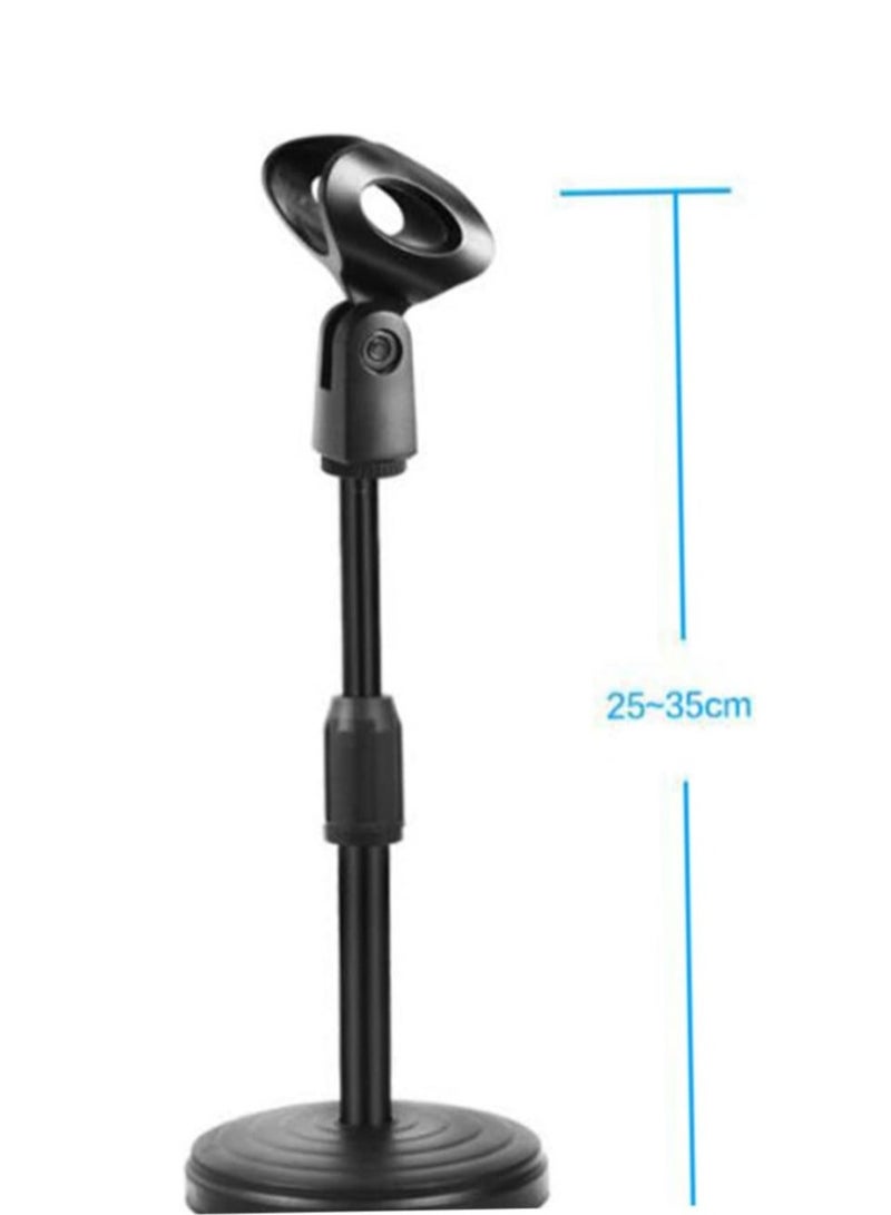 Desktop Microphone Stand Microphone Stand Adjustable Desk Microphone Stand Mic Holder with Clip Max Height 345mm for Meetings Lectures Podcasts Black - Image 2