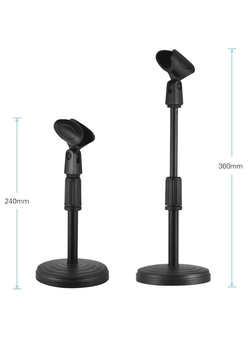 Desktop Microphone Stand Microphone Stand Adjustable Desk Microphone Stand Mic Holder with Clip Max Height 345mm for Meetings Lectures Podcasts Black - Image 1