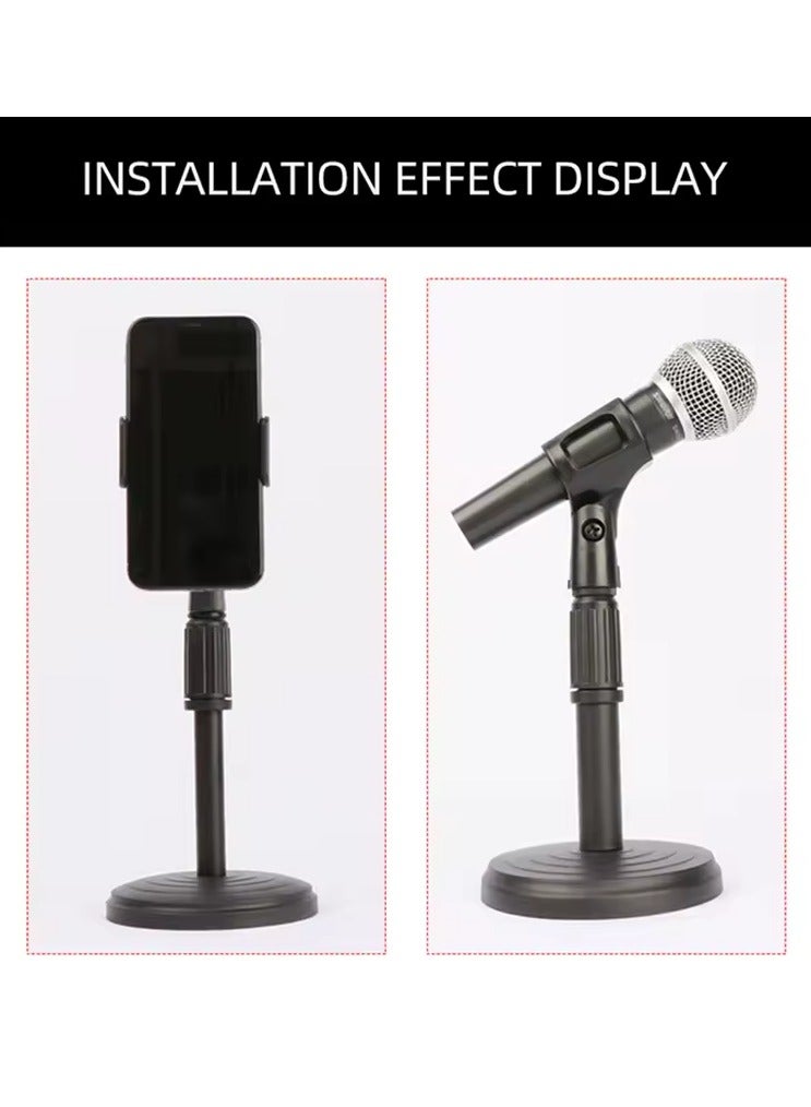Desktop Microphone Stand Microphone Stand Adjustable Desk Microphone Stand Mic Holder with Clip Max Height 345mm for Meetings Lectures Podcasts Black - Image 4