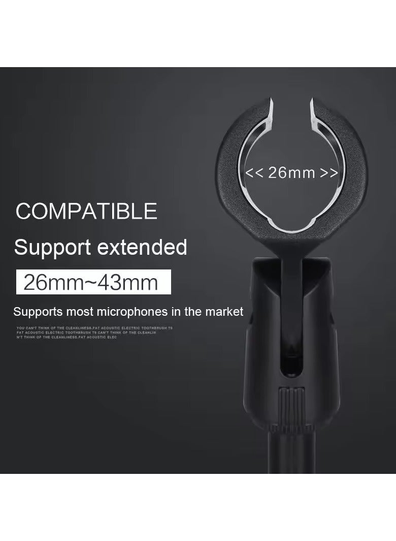 Desktop Microphone Stand Microphone Stand Adjustable Desk Microphone Stand Mic Holder with Clip Max Height 345mm for Meetings Lectures Podcasts Black - Image 5