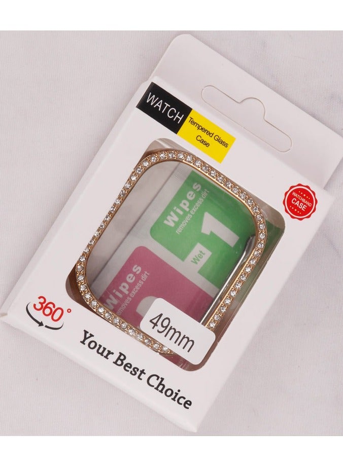 غطاء حماية لساعة ذكية مقاس 49 مم - إطار لامع مزين بالكريستال مع اسكرين شاشه حمايه - حماية 360 درجة. قد يختلف الشكل قليلاً (متعدد الألوان). - Image 1