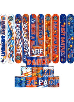 Civaner 40 Pieces Dart Battle Party Decorations Slap Bracelet For Kids Boys Girls Snap Bracelets Supplies Wristband Bracelets Target Dart Battle Decor For Gun Birthday Party Favor 10 Styles  - Image 1