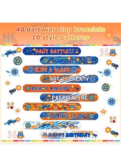 Civaner 40 Pieces Dart Battle Party Decorations Slap Bracelet For Kids Boys Girls Snap Bracelets Supplies Wristband Bracelets Target Dart Battle Decor For Gun Birthday Party Favor 10 Styles  - Image 3