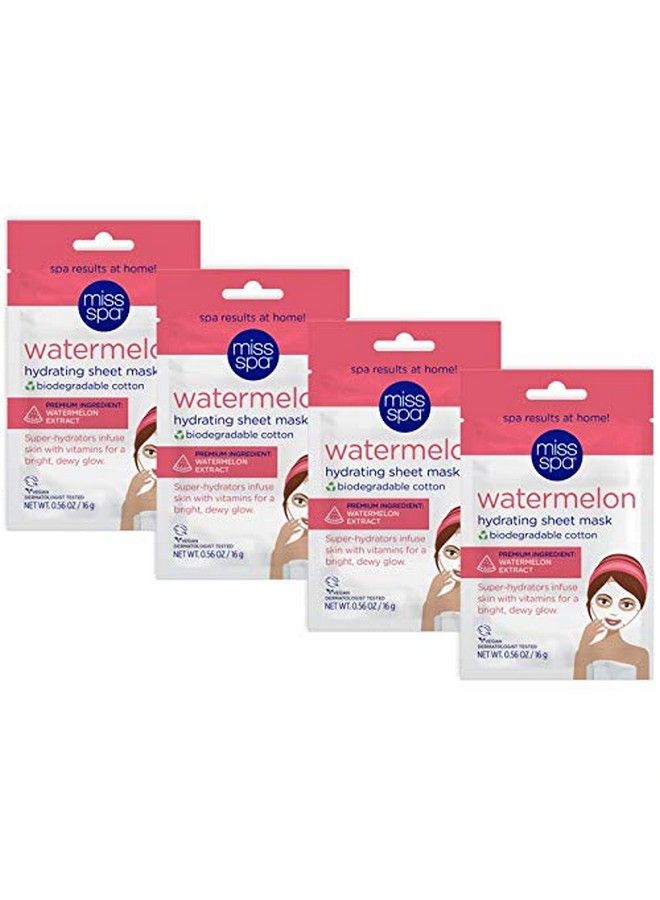 MISS SPA Watermelon Hydrating Sheet Mask For Face Brightening & Moisturizing Face Mask Hydrate And Refresh Skin Antiaging Skin Care Products For Women Face Sheet Mask Dermatologist Tested 4 Pack - Image 2