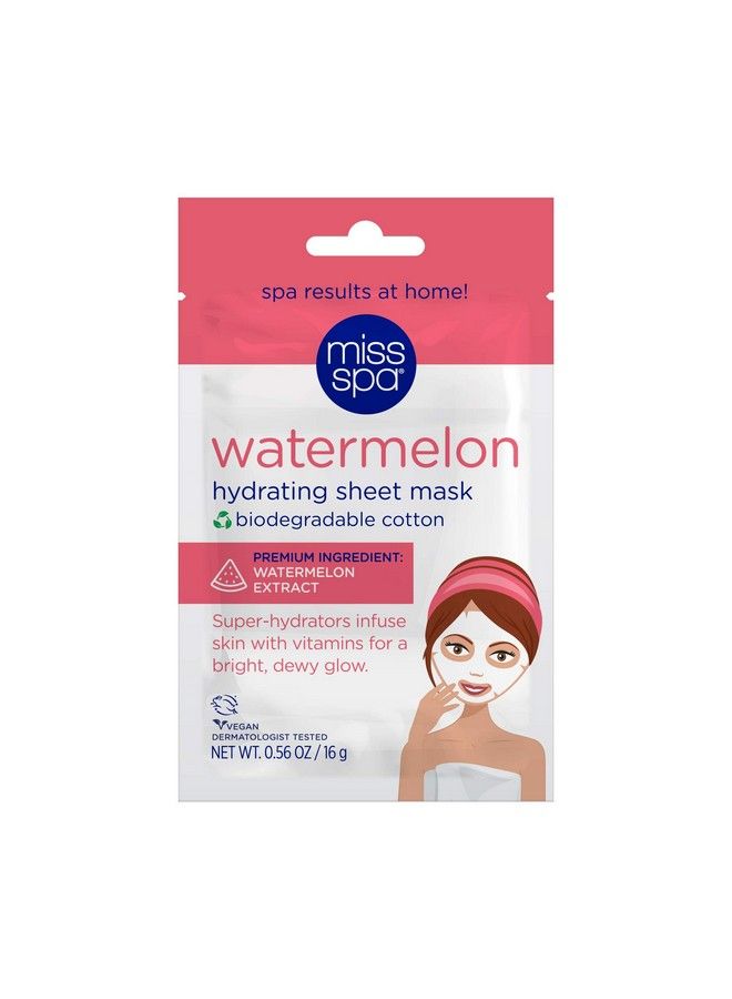 MISS SPA Watermelon Hydrating Sheet Mask For Face Brightening & Moisturizing Face Mask Hydrate And Refresh Skin Antiaging Skin Care Products For Women Face Sheet Mask Dermatologist Tested 4 Pack - Image 5