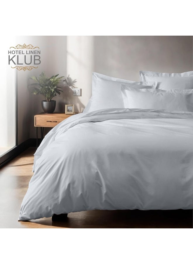 Hotel Linen Klub Hotel Linen Klub Queen Duvet Cover 3PC Set - 350TC 100% Long Staple Cotton Sateen -Luxury Quality, Easy Button Closure, Size: 220x230cm + 2PC Pillow Sham 50 x 75+ 5cm, Silver  - Image 2