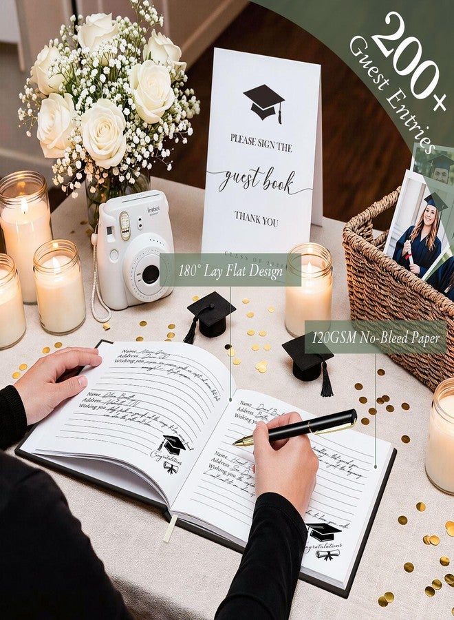 Lanpn Graduation Guest Book Class of 2026 with Table Sign & Pen, Graduation Guest Sign in Books, Graduates Signature Book, Keepsake Memory Books for College High School Grad Party, Black Hardcover - Image 3