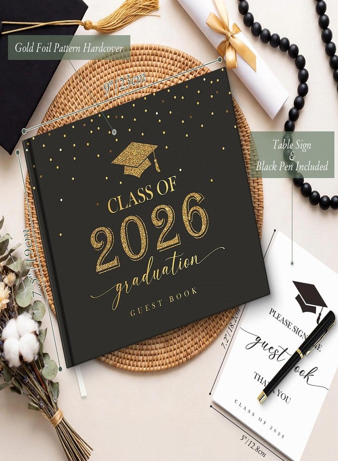 Lanpn Graduation Guest Book Class of 2026 with Table Sign & Pen, Graduation Guest Sign in Books, Graduates Signature Book, Keepsake Memory Books for College High School Grad Party, Black Hardcover - Image 2