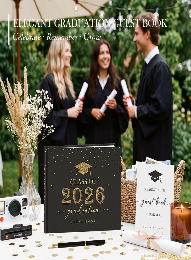 Lanpn Graduation Guest Book Class of 2026 with Table Sign & Pen, Graduation Guest Sign in Books, Graduates Signature Book, Keepsake Memory Books for College High School Grad Party, Black Hardcover - Image 5