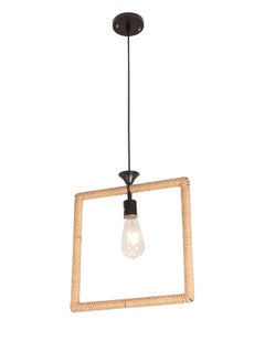 Best Power Rustic Rope Pendant Light – Model 6644-1 | E27 Base | Adjustable 70cm Hanging Cord | Square Boho Design (Bulb Not Included)  - Image 2