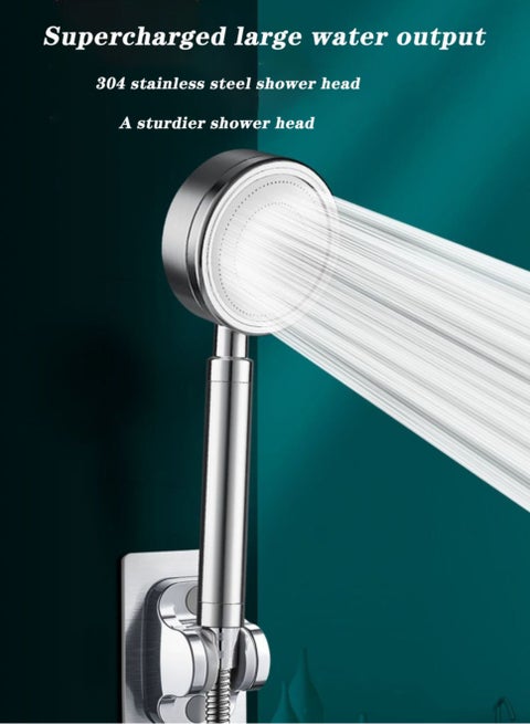 High Pressure Shower Head Stainless Steel Silver
