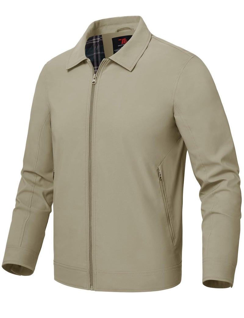 Rdruko Mens Light Jackets Windbreaker Spring Fall Lightweight Jackets Caual Stylish Jacket with Pockets Khaki XL