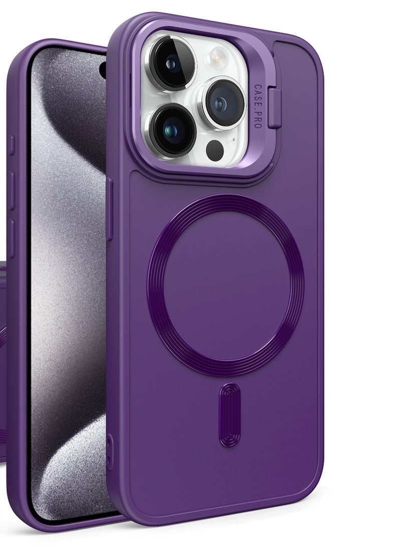 Generic Magnetic Case for iPhone 16 Pro Max with Kickstand, Compatible with Magsafe, Built-in Camera Stash Stand,  Protection, Skin Feeling Phone Case for iPhone 16 Pro Max Purple  - Image 1