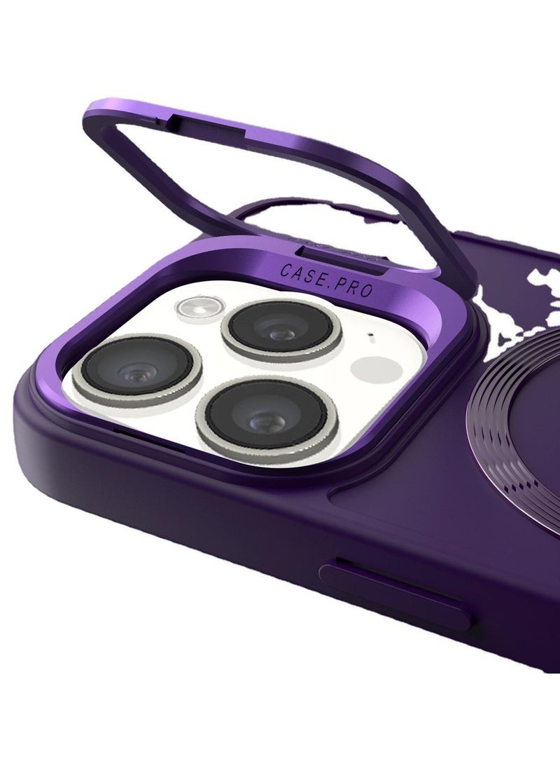 Generic Magnetic Case for iPhone 16 Pro Max with Kickstand, Compatible with Magsafe, Built-in Camera Stash Stand,  Protection, Skin Feeling Phone Case for iPhone 16 Pro Max Purple  - Image 2