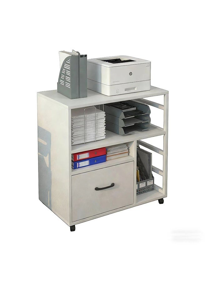 JCB CHIC خزانة تخزين متحركة، خزائن ملفات متحركة خزانة مكتبية بدرج واحد ورفوف تخزين مفتوحة، خزانة جانبية خشبية، خزانة وثائق أرضية أثاث مكتبي منزلي منظم مساحة - Image 2