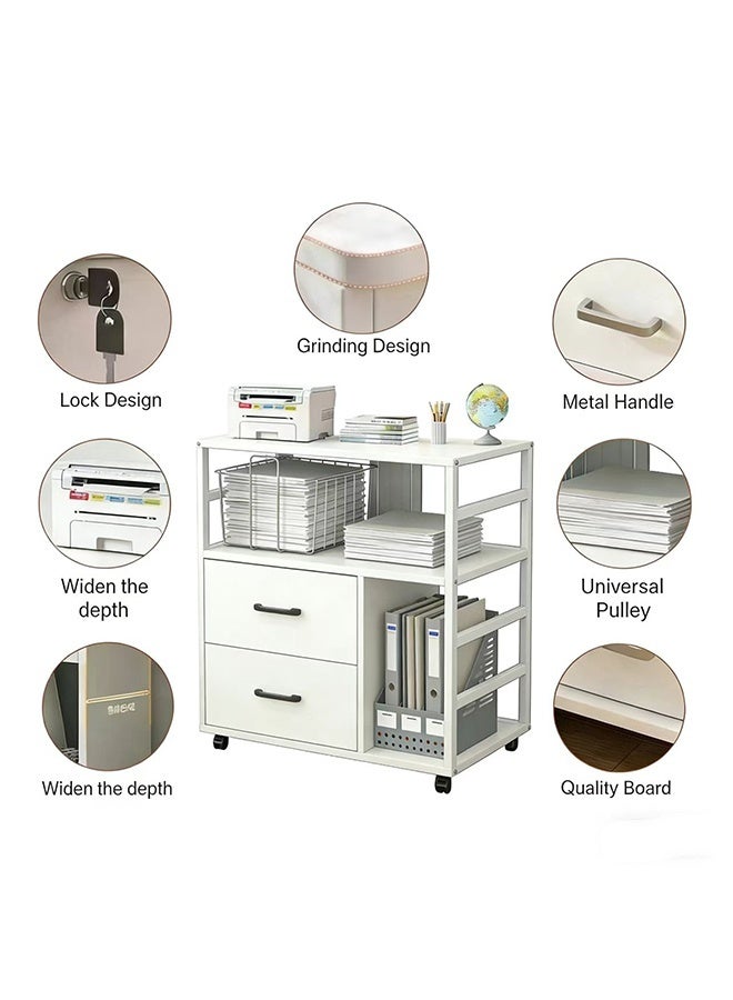 JCB CHIC خزانة تخزين متحركة، خزائن ملفات متحركة خزانة مكتبية بدرج واحد ورفوف تخزين مفتوحة، خزانة جانبية خشبية، خزانة وثائق أرضية أثاث مكتبي منزلي منظم مساحة - Image 4