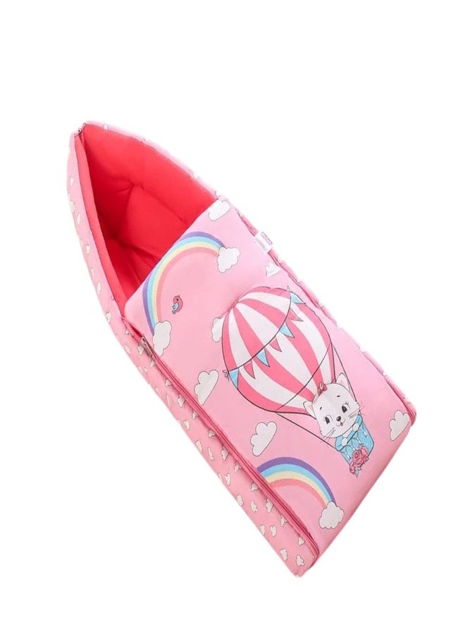 RUMPES 3-in-1 Baby Bed, Sleeping Bag & Carry Nest - Portable Cotton Bassinet for Newborns & Infants, Unisex Baby Bedding for Travel & Home, Soft & Breathable, 0M+ (P-Pink PARASHOOT) - Image 2