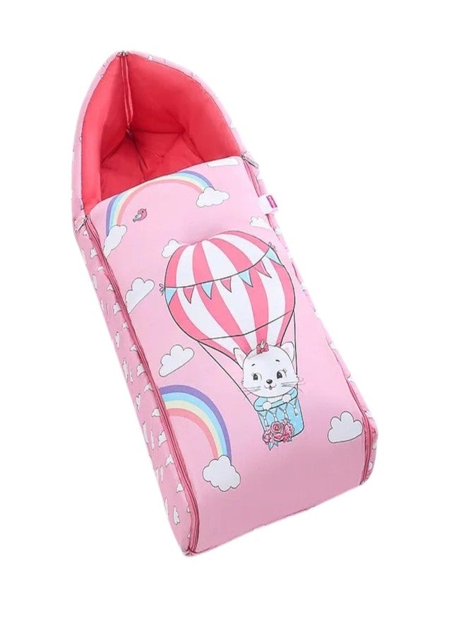 RUMPES 3-in-1 Baby Bed, Sleeping Bag & Carry Nest - Portable Cotton Bassinet for Newborns & Infants, Unisex Baby Bedding for Travel & Home, Soft & Breathable, 0M+ (P-Pink PARASHOOT) - Image 3