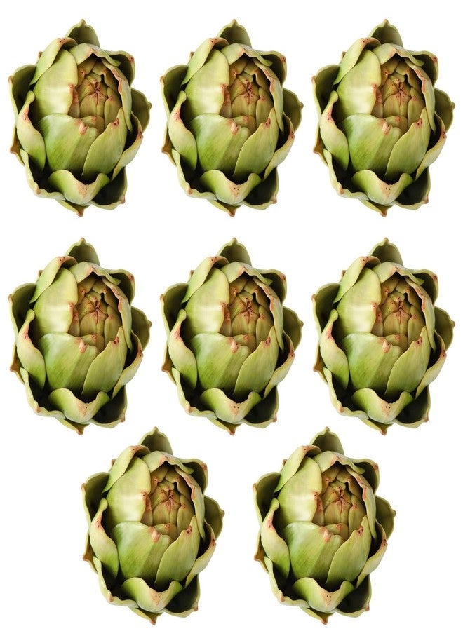 GiftYou 8-Pack Large Green Faux Artichokes - Artificial Vegetables and Fake Fruits for Kitchen Decorations (Green) - Image 1