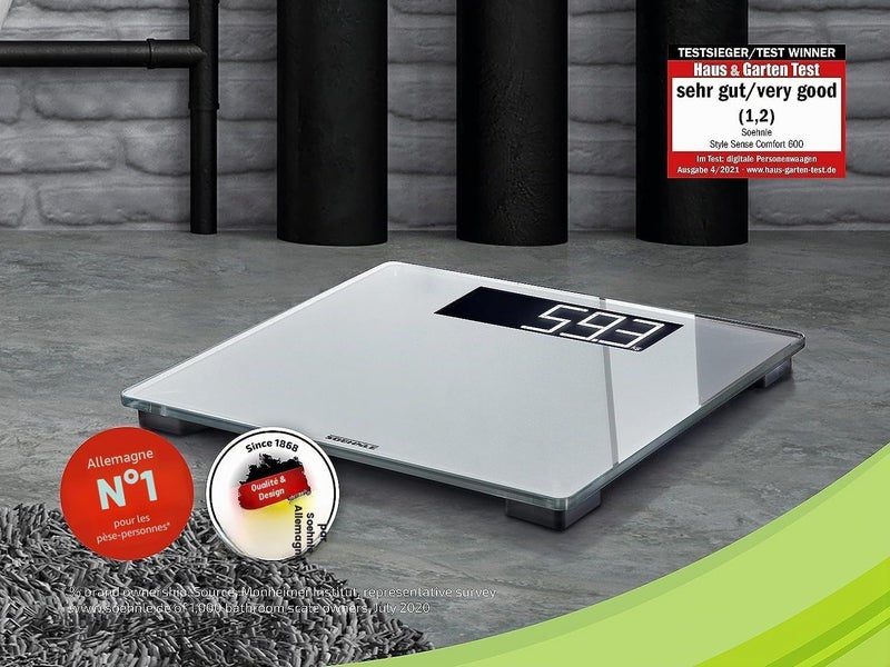 Soehnle Style Sense Comfort Electronic Bathroom Scale - 600 Scale, Silver - Image 2