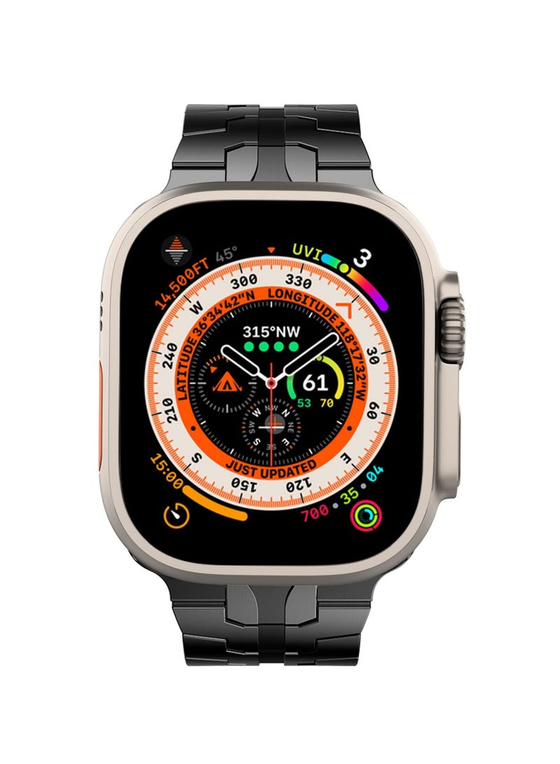 O Ozone Titanium Metal Watch Band For Apple Watch Series 10 | Ultra 2 | 8 Ultra | 9 | 8 | 7 | 6 , 49/46/45/44/42mm Staniless Metal Wristband Smartwatch Strap Men- Black  - Image 3