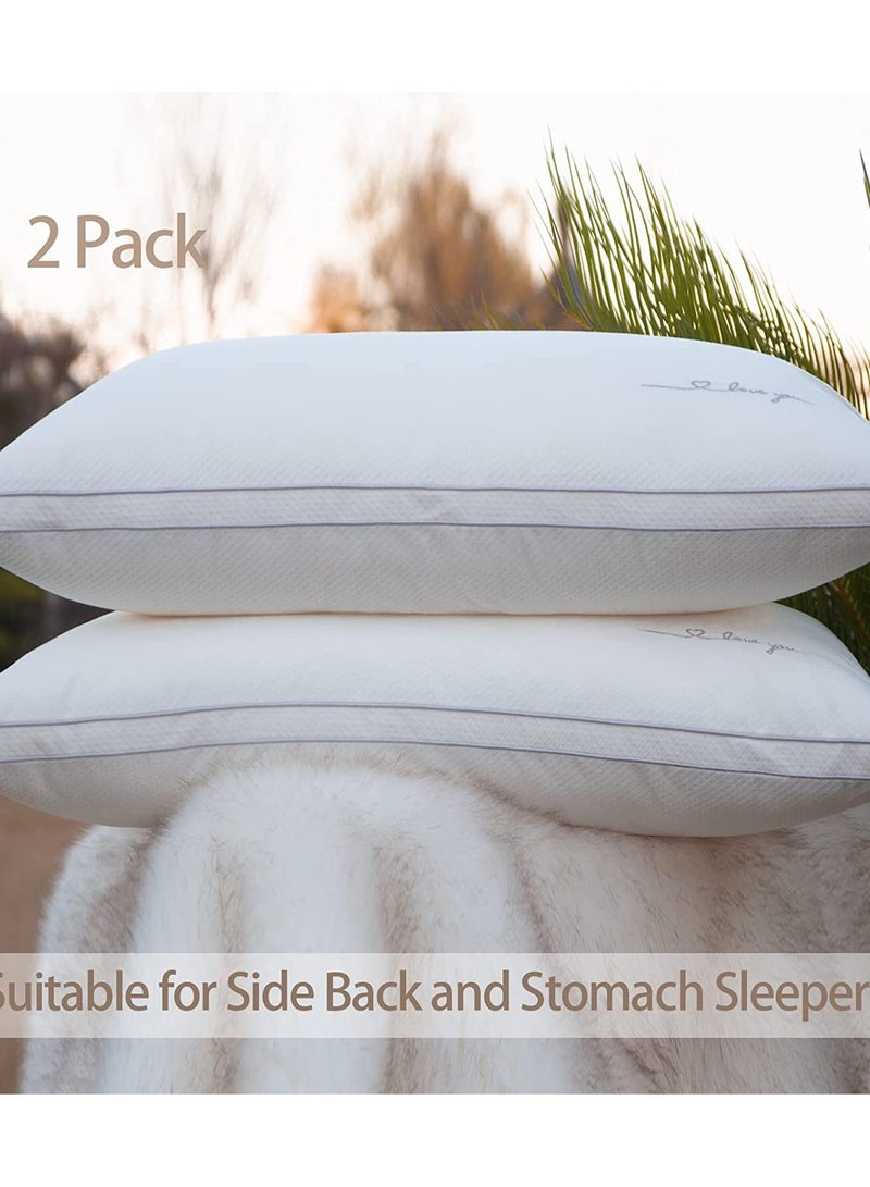 Eworld Set of 2 Premium Extra Soft Cotton Hypoallergenic Bed Pillows for Home and Hotel Room - Image 5