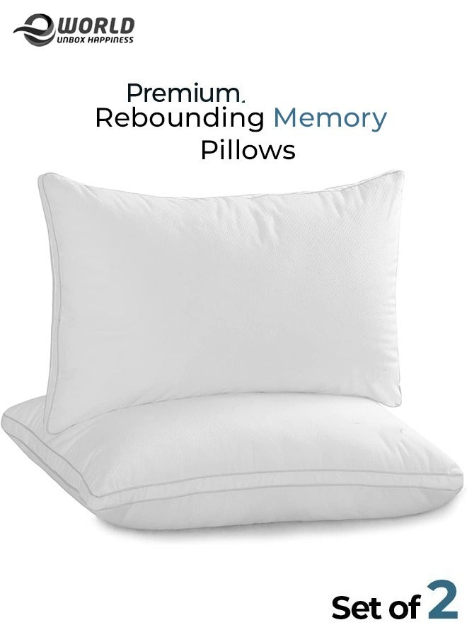 Eworld Set of 2 Premium Extra Soft Cotton Hypoallergenic Bed Pillows for Home and Hotel Room - Image 1