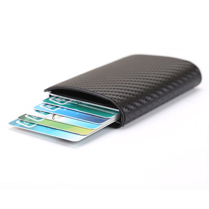 حامل بطاقات المحفظة من الجلد الصناعي، واقي للبطاقات، حاجب لتقنية RFID، بزر كبس للإغلاق، لسان منبثق، حماية ضد السرقة لبطاقات الائتمان، للنساء والرجال ورجال الأعمال - Image 4