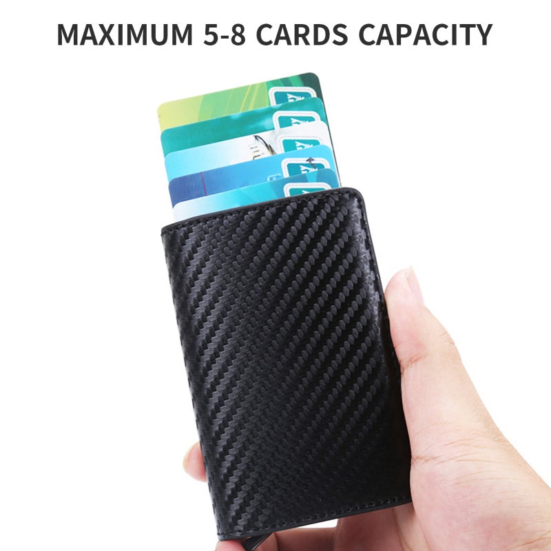 حامل بطاقات المحفظة من الجلد الصناعي، واقي للبطاقات، حاجب لتقنية RFID، بزر كبس للإغلاق، لسان منبثق، حماية ضد السرقة لبطاقات الائتمان، للنساء والرجال ورجال الأعمال - Image 5