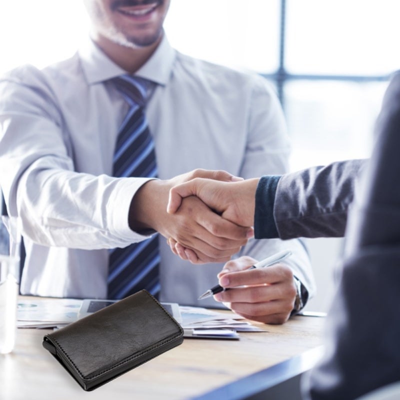 حامل بطاقات المحفظة من الجلد الصناعي، واقي للبطاقات، حاجب لتقنية RFID، بزر كبس للإغلاق، لسان منبثق، حماية ضد السرقة لبطاقات الائتمان، للنساء والرجال ورجال الأعمال - Image 3