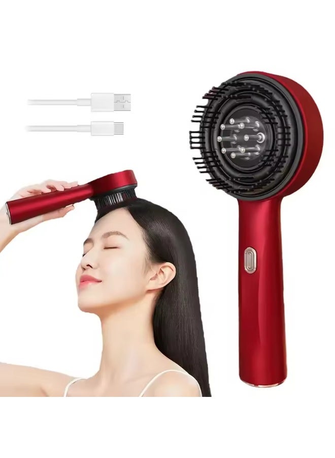 مشط تدليك فروة الرأس الكهربائي لتنمية الشعر مع علاج بالضوء الأحمر، تدليك بالاهتزاز، 3 أوضاع، موزع زيت للشعر، مقاوم لتساقط الشعر، مناسب للرجال والنساء - Image 2