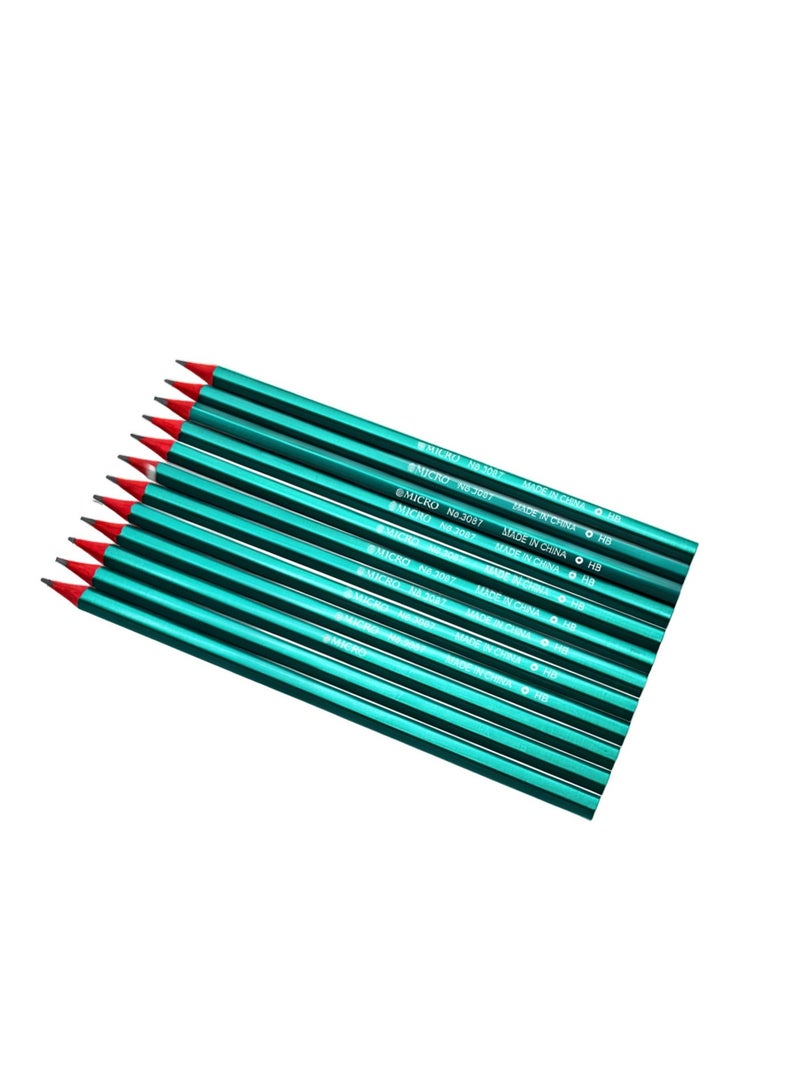 MICRO HB Pencils, Hexagonal, Forest Green, Pack of 12, - Image 2