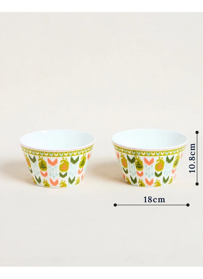 تشامباك Chumbak Ikat Paisley Bowls Gift - Set of 2 | Bowls Gift Set of 2, 520 ml | Ideal for Snacks, Ramen, Salad, Nuts, Cereals and More