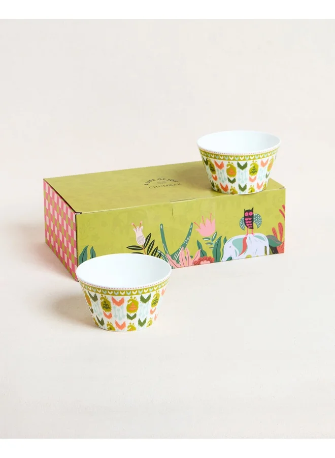 Chumbak Chumbak Ikat Paisley Bowls Gift - Set of 2 | Bowls Gift Set of 2, 520 ml | Ideal for Snacks, Ramen, Salad, Nuts, Cereals and More