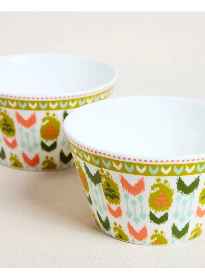Chumbak Chumbak Ikat Paisley Bowls Gift - Set of 2 | Bowls Gift Set of 2, 520 ml | Ideal for Snacks, Ramen, Salad, Nuts, Cereals and More