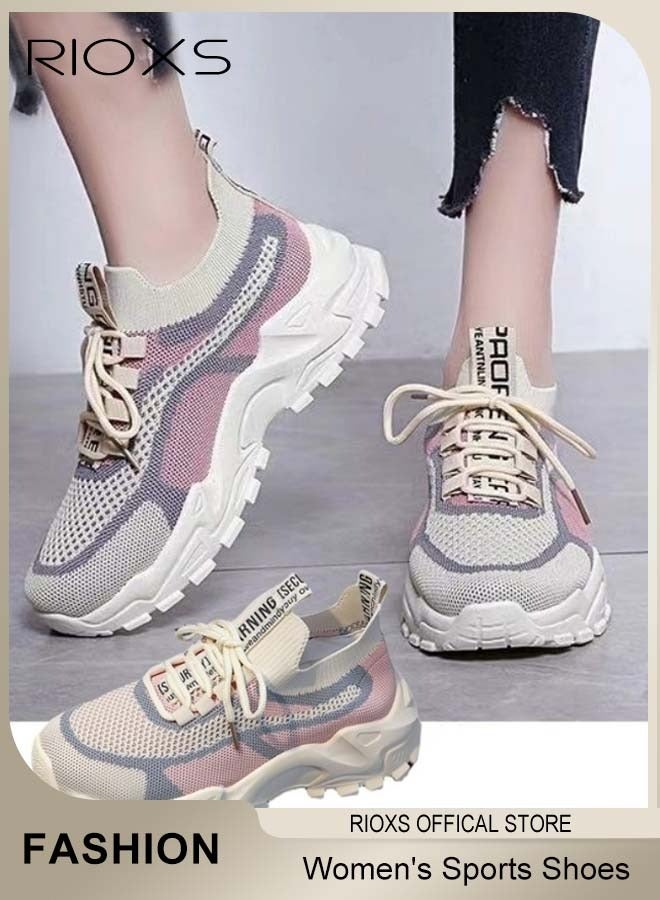 Women's Mesh Sports Shoes, Fashionable Lightweight Athletic Shoes, Casual Sneakers with Breathable Upper and Non-Slip Sole, Comfort Fitness Shoes for Running, Jogging, Walking and Outdoor Use, Ladies Athlesiure Trainers