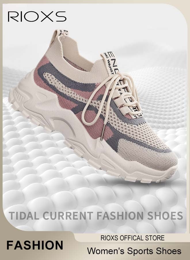 RIOXS Women's Mesh Sports Shoes, Fashionable Lightweight Athletic Shoes, Casual Sneakers with Breathable Upper and Non-Slip Sole, Comfort Fitness Shoes for Running, Jogging, Walking and Outdoor Use, Ladies Athlesiure Trainers  - Image 3