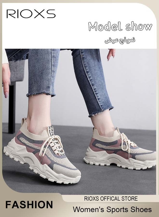 Women's Mesh Sports Shoes, Fashionable Lightweight Athletic Shoes, Casual Sneakers with Breathable Upper and Non-Slip Sole, Comfort Fitness Shoes for Running, Jogging, Walking and Outdoor Use, Ladies Athlesiure Trainers