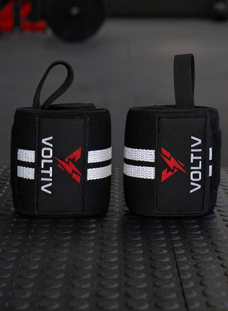 فولتيف أربطة معصم – دعم قوي للمعصم لتمارين رفع الأثقال والبور ليفتينغ والكروس فت – أشرطة قابلة للتعديل مع حلقة إبهام (زوج) - Image 1