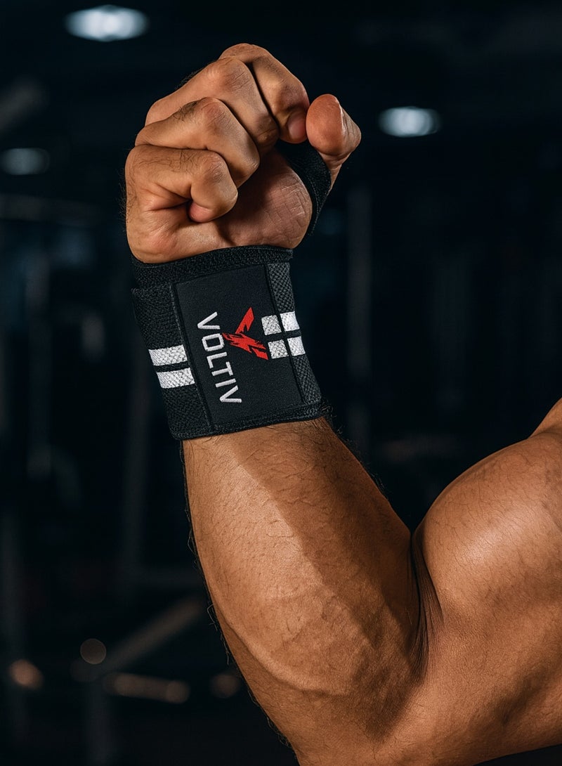 فولتيف أربطة معصم – دعم قوي للمعصم لتمارين رفع الأثقال والبور ليفتينغ والكروس فت – أشرطة قابلة للتعديل مع حلقة إبهام (زوج) - Image 3