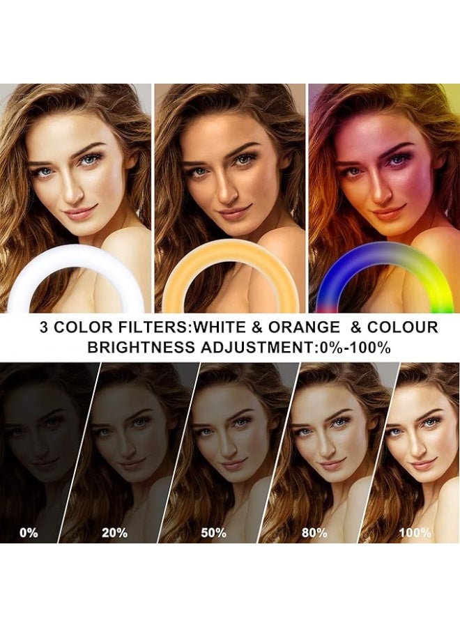 25cm LED Ring Light with Tripod Stand – 11 Light Modes, 2 Phone Holders, Bluetooth Remote – Perfect for Makeup, Selfies, and Vlogging  - Image 5