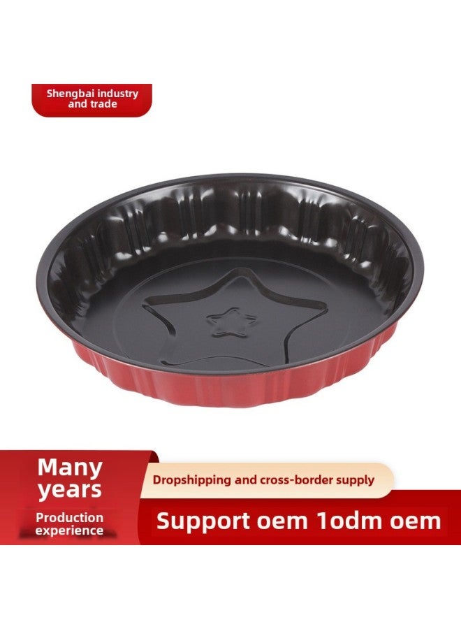 Baking Source Non-stick Baking Creative Tools Round Bottom Five-pointed Star Carbon Steel Disc Cake Mold Wholesale-Specifications:Round Bottom Five-pointed Star-Color:Black - Image 2