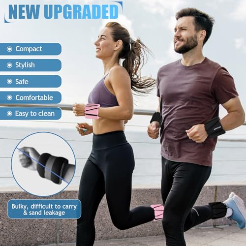BECOJADDE Ankle Weights Set of 2 (2 lb Each) Adjustable Wrist Weights for Women Men Wearable Arm Leg Weight for Pilates, Running, Walking, Workout, Yoga, Black - Image 2