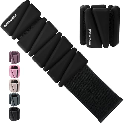 BECOJADDE Ankle Weights Set of 2 (2 lb Each) Adjustable Wrist Weights for Women Men Wearable Arm Leg Weight for Pilates, Running, Walking, Workout, Yoga, Black - Image 1