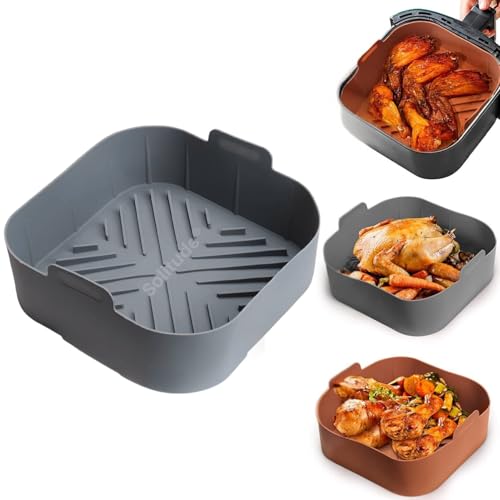 Solitude Silicone Air Fryer Liner, Reusable Food Safe Air Fryers Oven Accessories, Silicone Basket Baking Tray Pots Liners Multicolor (Square) - Image 1