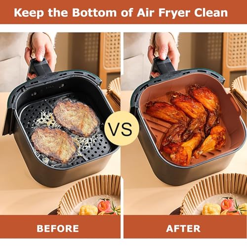 Solitude Silicone Air Fryer Liner, Reusable Food Safe Air Fryers Oven Accessories, Silicone Basket Baking Tray Pots Liners Multicolor (Square) - Image 4