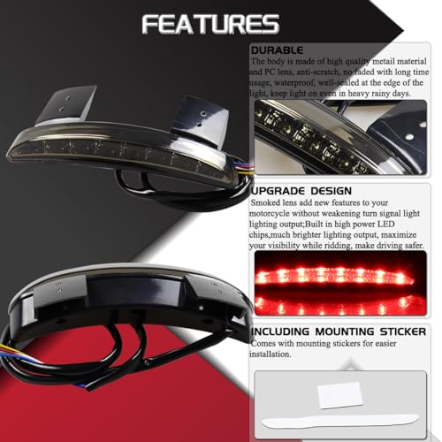 FACAILAHA Chopped Fender Edge Light Kits Motorcycle LED Brake Taillights Integrated Turn Signals Lights 12V Tail Lights for Harley Sportster XL883N XL1200NS XL1200V XL1200X XL1200XS 2014-2024 - Image 3